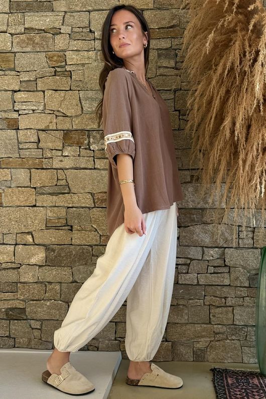 Dalt Vila Peasant Blouse Earth